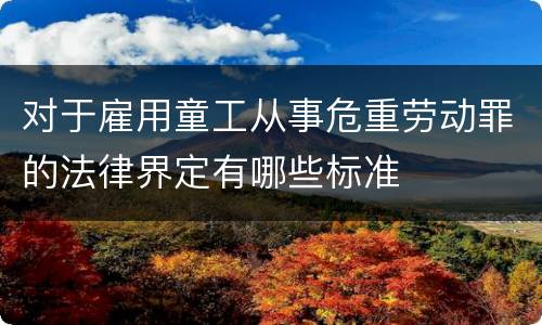 对于雇用童工从事危重劳动罪的法律界定有哪些标准