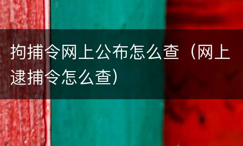 拘捕令网上公布怎么查（网上逮捕令怎么查）