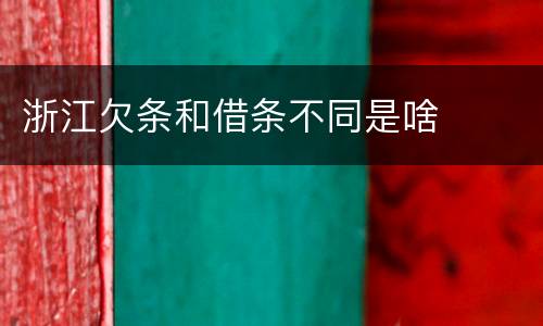 浙江欠条和借条不同是啥