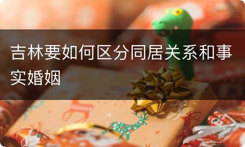 吉林要如何区分同居关系和事实婚姻