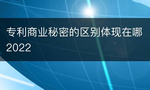 专利商业秘密的区别体现在哪2022