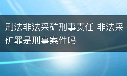 刑法非法采矿刑事责任 非法采矿罪是刑事案件吗