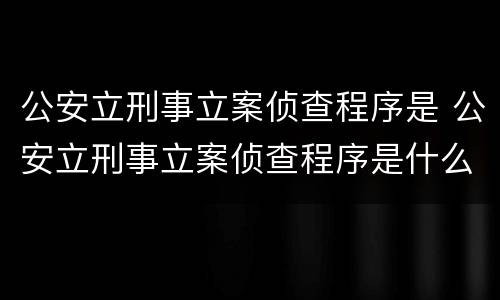 公安立刑事立案侦查程序是 公安立刑事立案侦查程序是什么意思