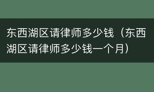 东西湖区请律师多少钱（东西湖区请律师多少钱一个月）