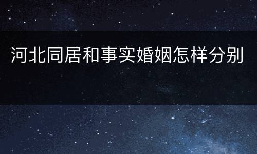 河北同居和事实婚姻怎样分别