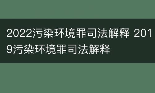 2022污染环境罪司法解释 2019污染环境罪司法解释