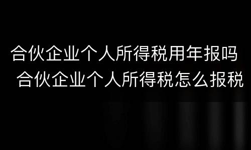合伙企业个人所得税用年报吗 合伙企业个人所得税怎么报税