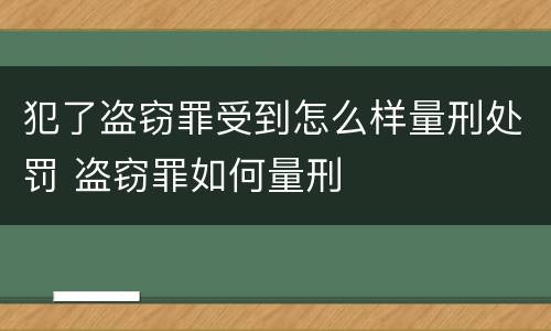 犯了盗窃罪受到怎么样量刑处罚 盗窃罪如何量刑