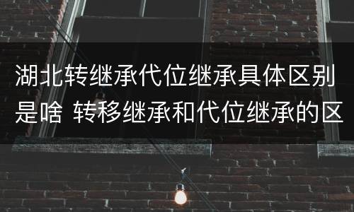 湖北转继承代位继承具体区别是啥 转移继承和代位继承的区别