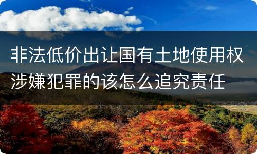 非法低价出让国有土地使用权涉嫌犯罪的该怎么追究责任