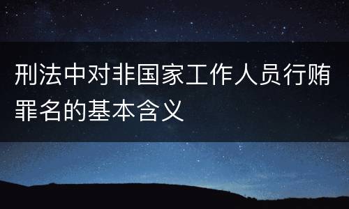 刑法中对非国家工作人员行贿罪名的基本含义