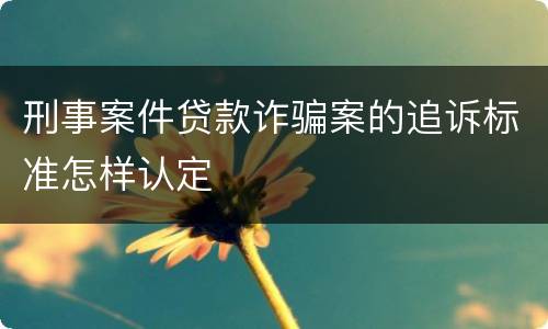 刑事案件贷款诈骗案的追诉标准怎样认定