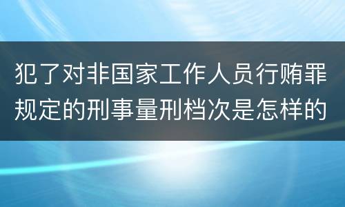 犯了对非国家工作人员行贿罪规定的刑事量刑档次是怎样的