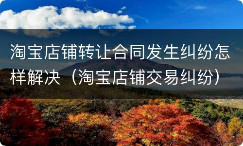 淘宝店铺转让合同发生纠纷怎样解决（淘宝店铺交易纠纷）