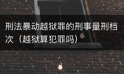 刑法暴动越狱罪的刑事量刑档次（越狱算犯罪吗）