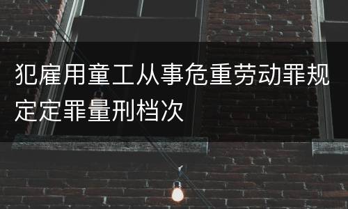 犯雇用童工从事危重劳动罪规定定罪量刑档次