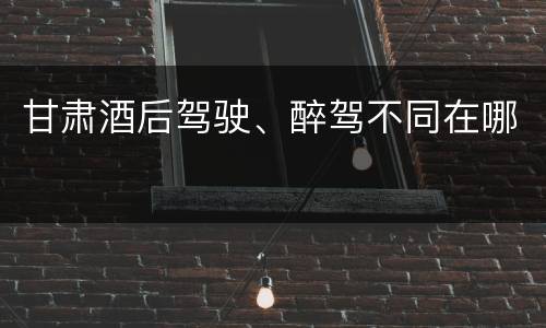 甘肃酒后驾驶、醉驾不同在哪