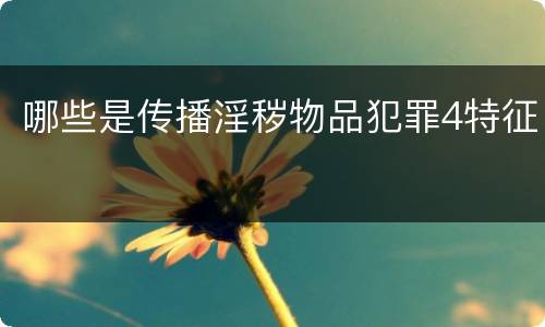 哪些是传播淫秽物品犯罪4特征