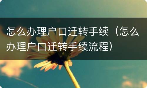 怎么办理户口迁转手续（怎么办理户口迁转手续流程）
