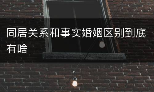 同居关系和事实婚姻区别到底有啥