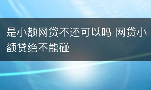 是小额网贷不还可以吗 网贷小额贷绝不能碰
