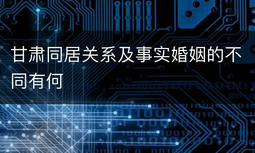 甘肃同居关系及事实婚姻的不同有何