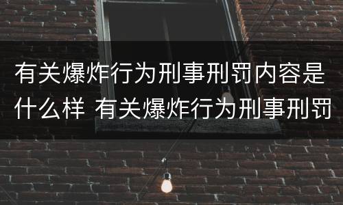 有关爆炸行为刑事刑罚内容是什么样 有关爆炸行为刑事刑罚内容是什么样的规定
