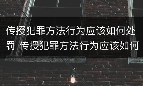传授犯罪方法行为应该如何处罚 传授犯罪方法行为应该如何处罚他人