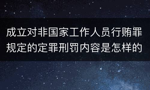 成立对非国家工作人员行贿罪规定的定罪刑罚内容是怎样的