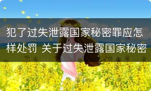 犯了过失泄露国家秘密罪应怎样处罚 关于过失泄露国家秘密罪立案标准