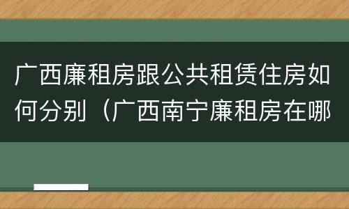 广西廉租房跟公共租赁住房如何分别（广西南宁廉租房在哪个区域）