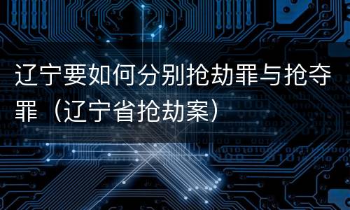 辽宁要如何分别抢劫罪与抢夺罪（辽宁省抢劫案）