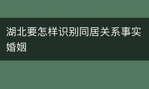湖北要怎样识别同居关系事实婚姻
