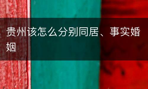 贵州该怎么分别同居、事实婚姻