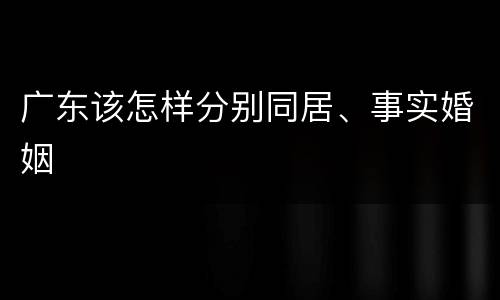 广东该怎样分别同居、事实婚姻