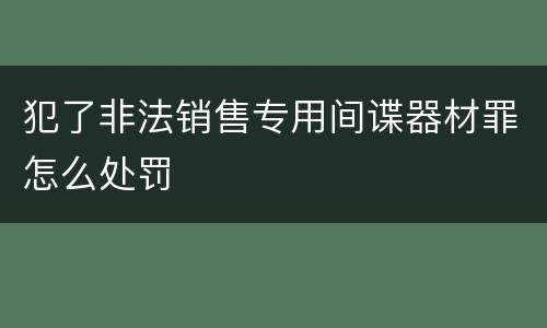 犯了非法销售专用间谍器材罪怎么处罚