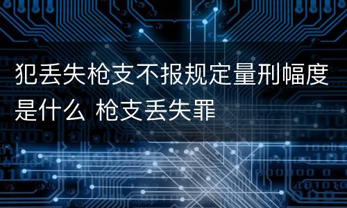 犯丢失枪支不报规定量刑幅度是什么 枪支丢失罪