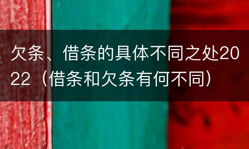 欠条、借条的具体不同之处2022（借条和欠条有何不同）