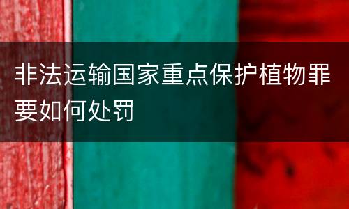 非法运输国家重点保护植物罪要如何处罚