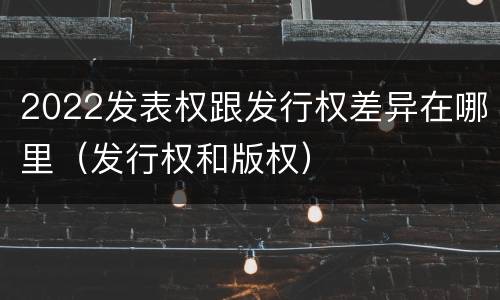 2022发表权跟发行权差异在哪里（发行权和版权）