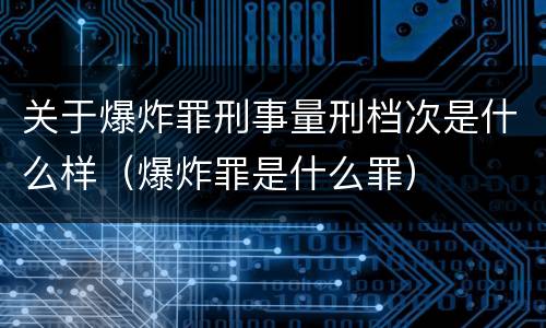 关于爆炸罪刑事量刑档次是什么样（爆炸罪是什么罪）