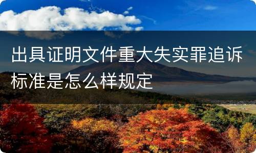 出具证明文件重大失实罪追诉标准是怎么样规定
