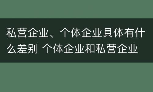 私营企业、个体企业具体有什么差别 个体企业和私营企业