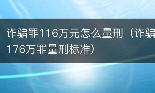 诈骗罪116万元怎么量刑（诈骗176万罪量刑标准）