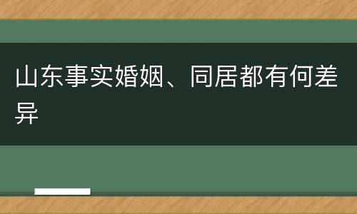 山东事实婚姻、同居都有何差异