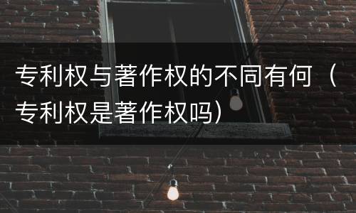 专利权与著作权的不同有何（专利权是著作权吗）