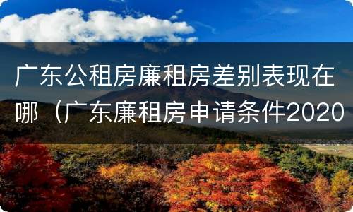 广东公租房廉租房差别表现在哪（广东廉租房申请条件2020）