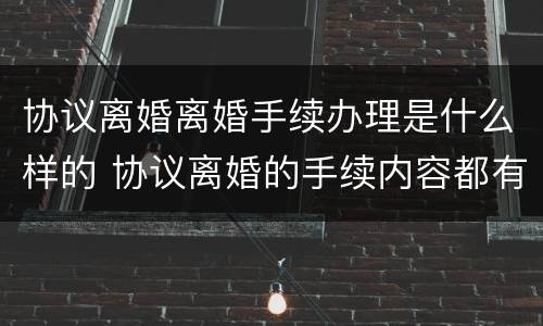 协议离婚离婚手续办理是什么样的 协议离婚的手续内容都有哪些?