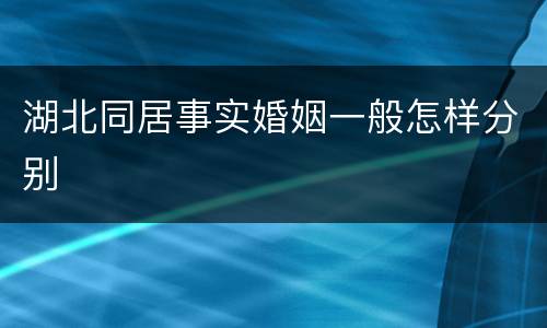 湖北同居事实婚姻一般怎样分别