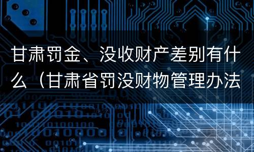 甘肃罚金、没收财产差别有什么（甘肃省罚没财物管理办法）